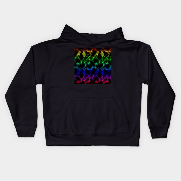 Rainbow Hearts Rainbow Bow Rainbow Ribbon With Black Background Kids Hoodie by NeavesPhoto